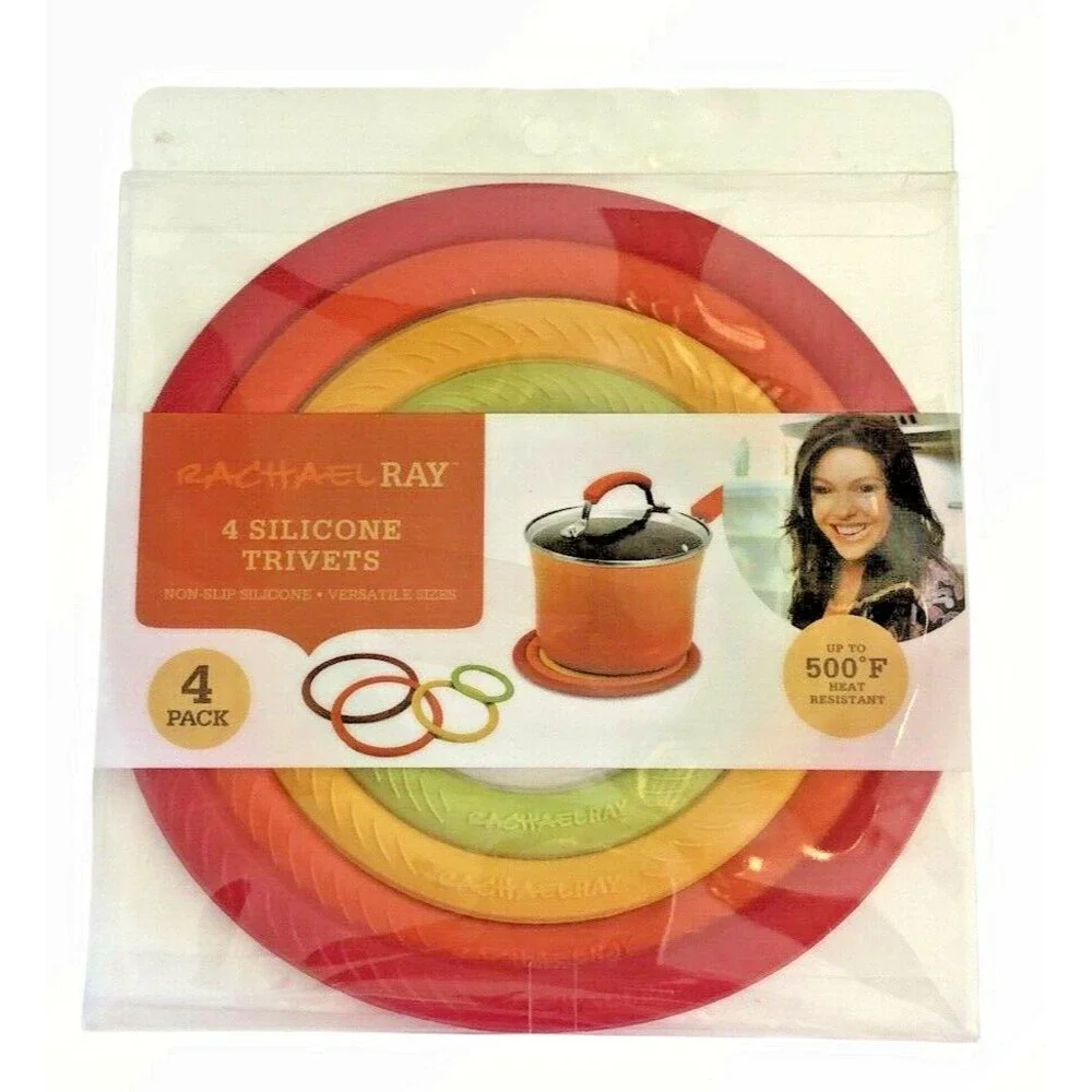 Rachael Ray Trivets Non-Slip Silicone Multicolor 500 Degree Resistant Set of 4